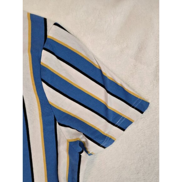 Nickelodeon SpongeBob Blue Yellow Striped T-Shirt Embroidered Bob, Boys Large - Picture 5 of 13